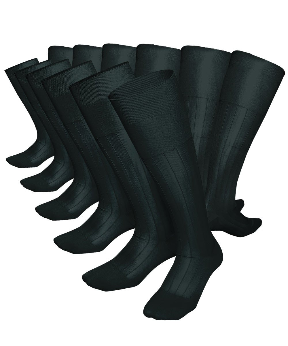 Vittorio Farina Men's Ribbed Shear Nylon Over The Calf Dress Socks - Hunter Green - Socks - Vittorio Farina