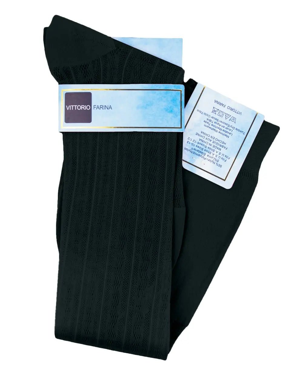 Vittorio Farina Men's Ribbed Shear Nylon Over The Calf Dress Socks - Hunter Green - Socks - Vittorio Farina