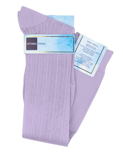 Vittorio Farina Men's Ribbed Shear Nylon Over The Calf Dress Socks - Ivory - Socks - Vittorio Farina