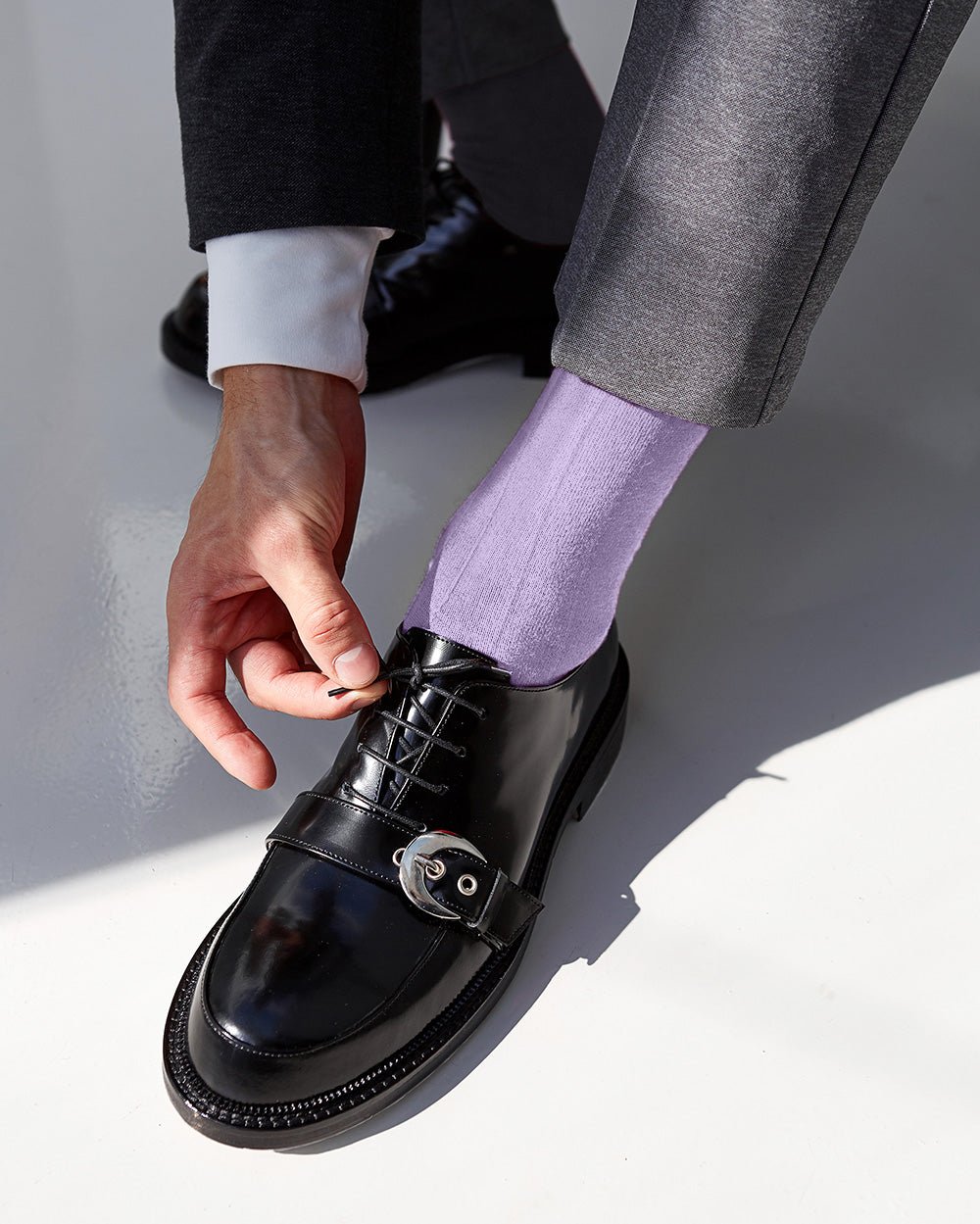 Vittorio Farina Men's Ribbed Shear Nylon Over The Calf Dress Socks - Ivory - Socks - Vittorio Farina