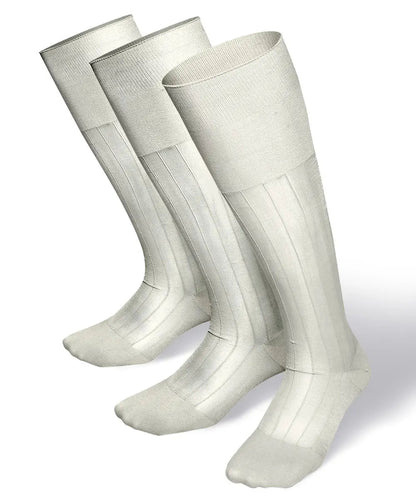 Vittorio Farina Men's Ribbed Shear Nylon Over The Calf Dress Socks - Ivory - Socks - Vittorio Farina