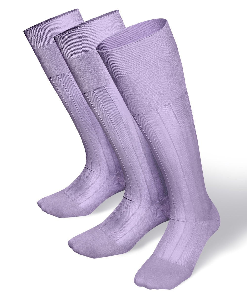 Vittorio Farina Men's Ribbed Shear Nylon Over The Calf Dress Socks - Ivory - Socks - Vittorio Farina