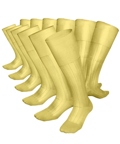 Vittorio Farina Men's Ribbed Shear Nylon Over The Calf Dress Socks - Maize - Socks - Vittorio Farina