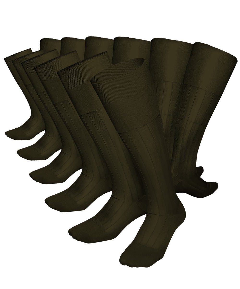 Vittorio Farina Men's Ribbed Shear Nylon Over The Calf Dress Socks - Olive Green - Socks - Vittorio Farina