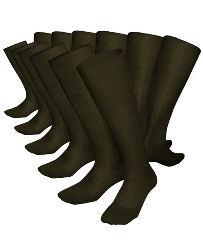 Vittorio Farina Men's Ribbed Shear Nylon Over The Calf Dress Socks - Olive Green - Socks - Vittorio Farina