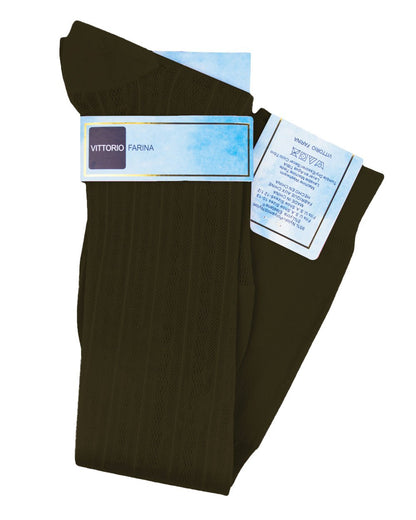 Vittorio Farina Men's Ribbed Shear Nylon Over The Calf Dress Socks - Olive Green - Socks - Vittorio Farina