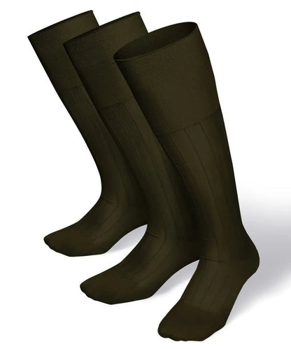 Vittorio Farina Men's Ribbed Shear Nylon Over The Calf Dress Socks - Olive Green - Socks - Vittorio Farina