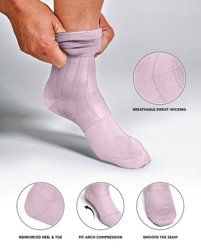 Vittorio Farina Men's Ribbed Shear Nylon Over The Calf Dress Socks - Pink - Socks - Vittorio Farina