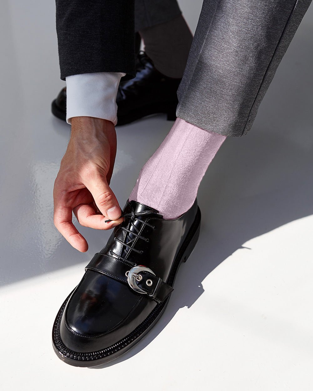 Vittorio Farina Men's Ribbed Shear Nylon Over The Calf Dress Socks - Pink - Socks - Vittorio Farina
