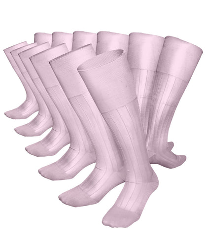 Vittorio Farina Men's Ribbed Shear Nylon Over The Calf Dress Socks - Pink - Socks - Vittorio Farina