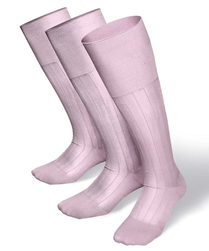 Vittorio Farina Men's Ribbed Shear Nylon Over The Calf Dress Socks - Pink - Socks - Vittorio Farina