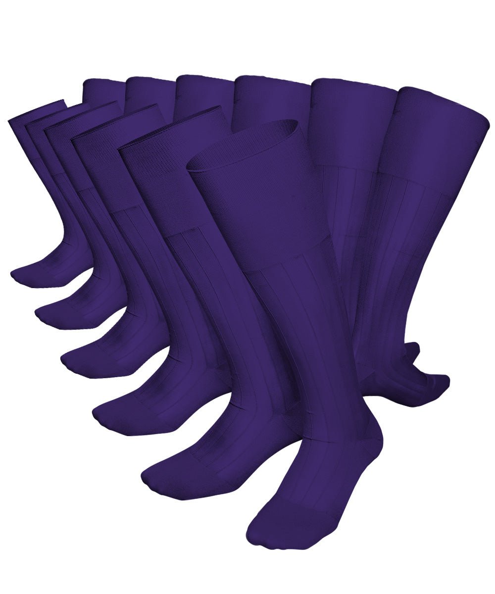 Vittorio Farina Men's Ribbed Shear Nylon Over The Calf Dress Socks - Purple - Socks - Vittorio Farina