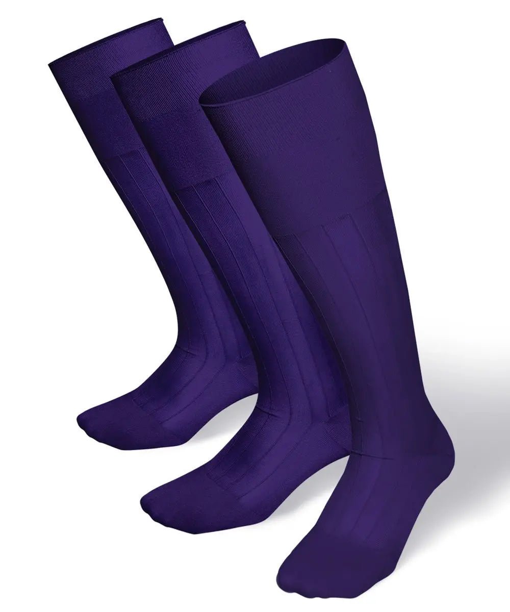 Vittorio Farina Men's Ribbed Shear Nylon Over The Calf Dress Socks - Purple - Socks - Vittorio Farina