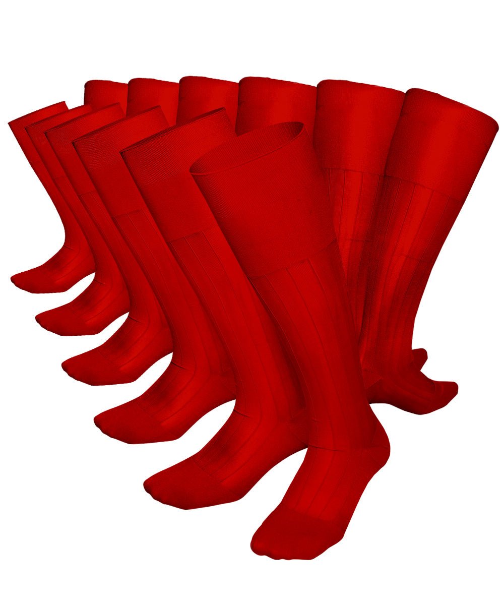 Vittorio Farina Men's Ribbed Shear Nylon Over The Calf Dress Socks - Red - Socks - Vittorio Farina
