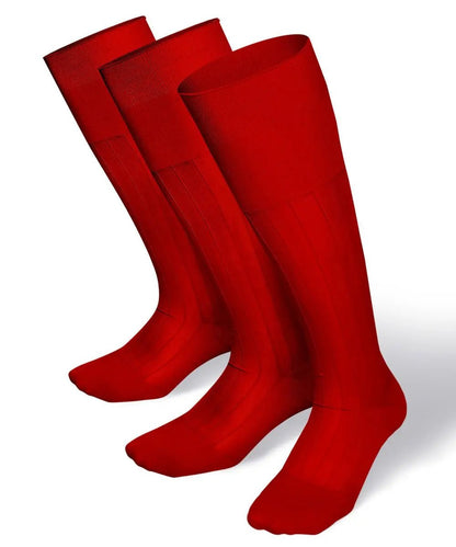 Vittorio Farina Men's Ribbed Shear Nylon Over The Calf Dress Socks - Red - Socks - Vittorio Farina