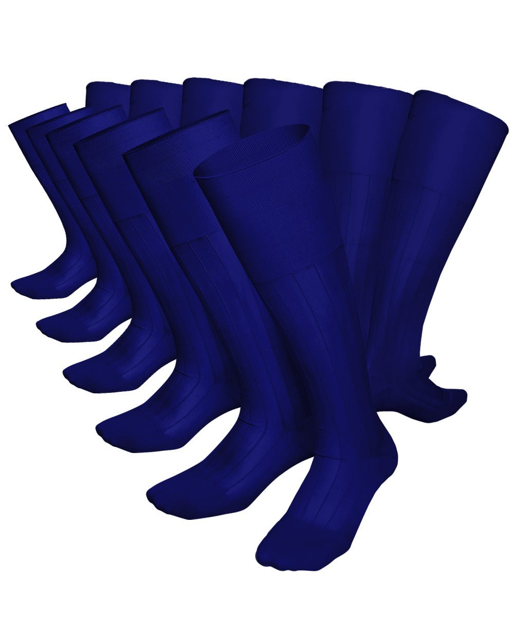 Vittorio Farina Men's Ribbed Shear Nylon Over The Calf Dress Socks - Royal Blue - Socks - Vittorio Farina