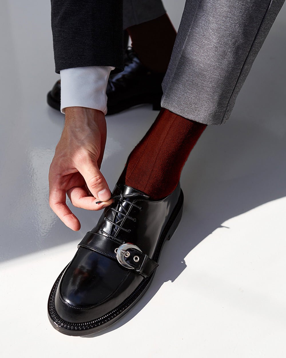 Vittorio Farina Men's Ribbed Shear Nylon Over The Calf Dress Socks - Royal Blue - Socks - Vittorio Farina
