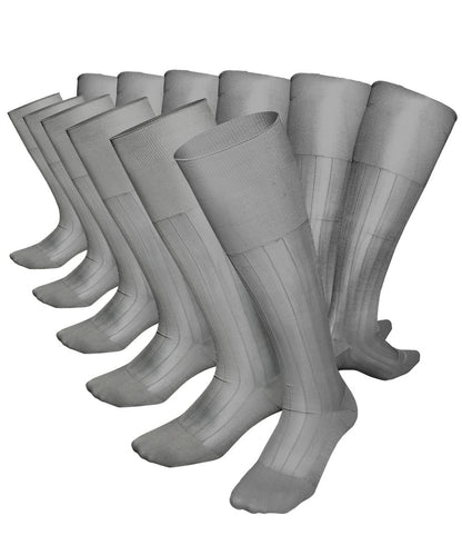 Vittorio Farina Men's Ribbed Shear Nylon Over The Calf Dress Socks - Silver - Socks - Vittorio Farina