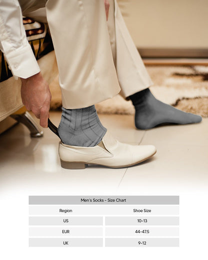 Vittorio Farina Men's Ribbed Shear Nylon Over The Calf Dress Socks - Silver - Socks - Vittorio Farina