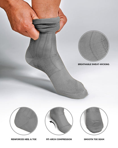 Vittorio Farina Men's Ribbed Shear Nylon Over The Calf Dress Socks - Silver - Socks - Vittorio Farina