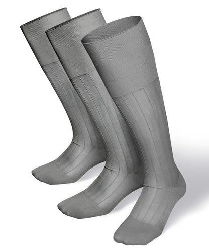Vittorio Farina Men's Ribbed Shear Nylon Over The Calf Dress Socks - Silver - Socks - Vittorio Farina