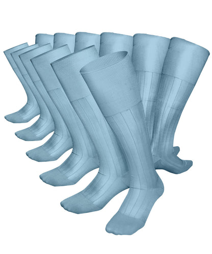 Vittorio Farina Men's Ribbed Shear Nylon Over The Calf Dress Socks - Sky Blue - Socks - Vittorio Farina