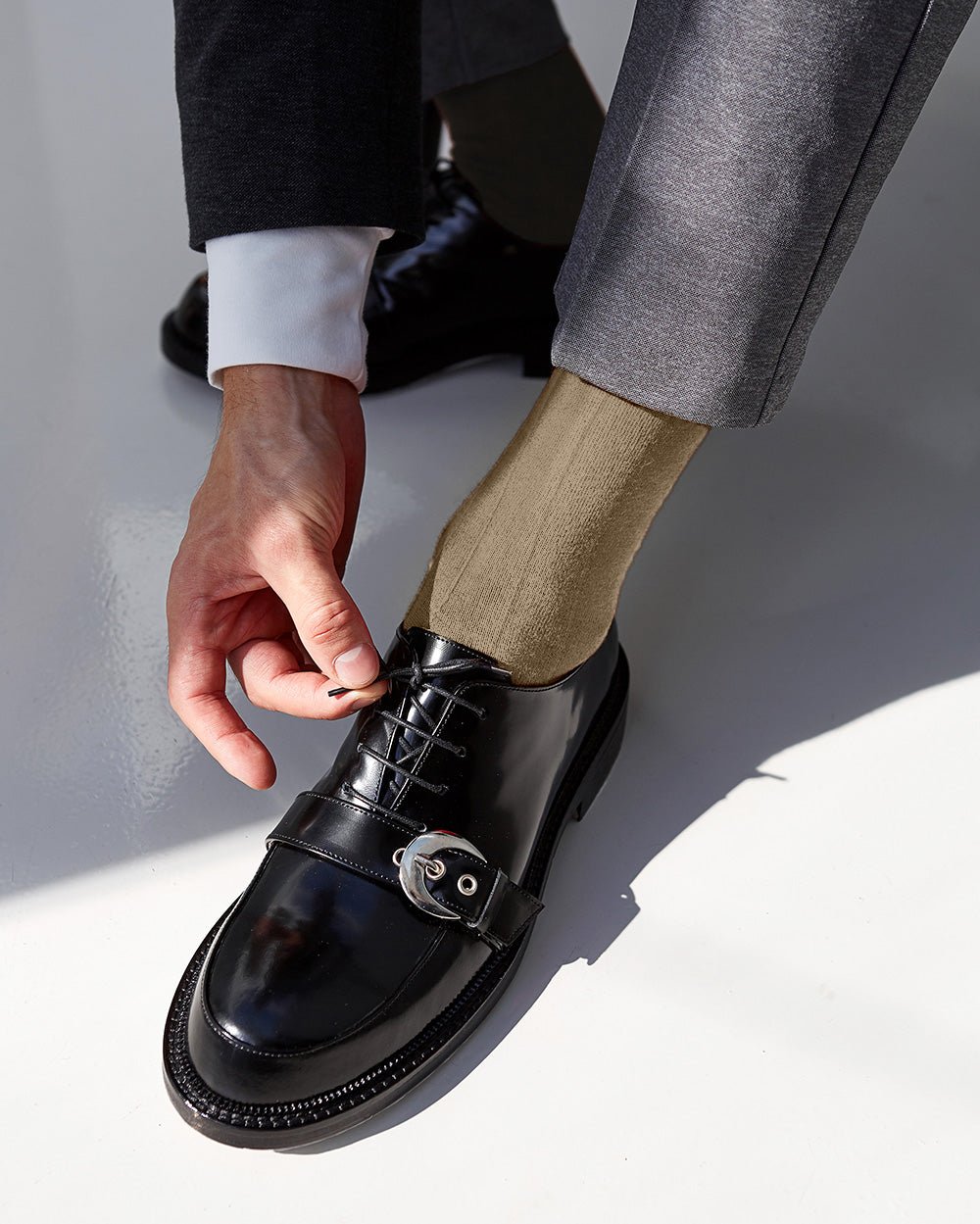 Vittorio Farina Men's Ribbed Shear Nylon Over The Calf Dress Socks - Sky Blue - Socks - Vittorio Farina