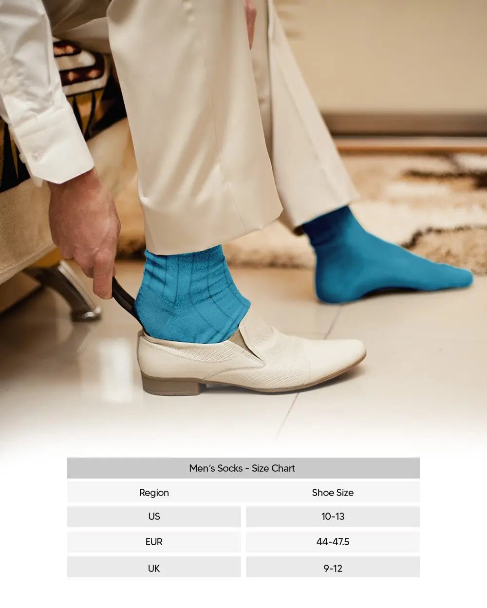 Vittorio Farina Men's Ribbed Shear Nylon Over The Calf Dress Socks - Sky Blue - Socks - Vittorio Farina