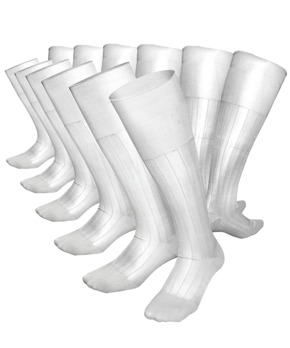 Vittorio Farina Men's Ribbed Shear Nylon Over The Calf Dress Socks - White - Socks - Vittorio Farina