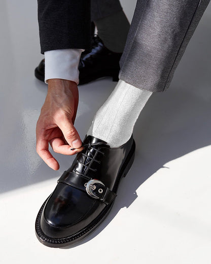 Vittorio Farina Men's Ribbed Shear Nylon Over The Calf Dress Socks - White - Socks - Vittorio Farina