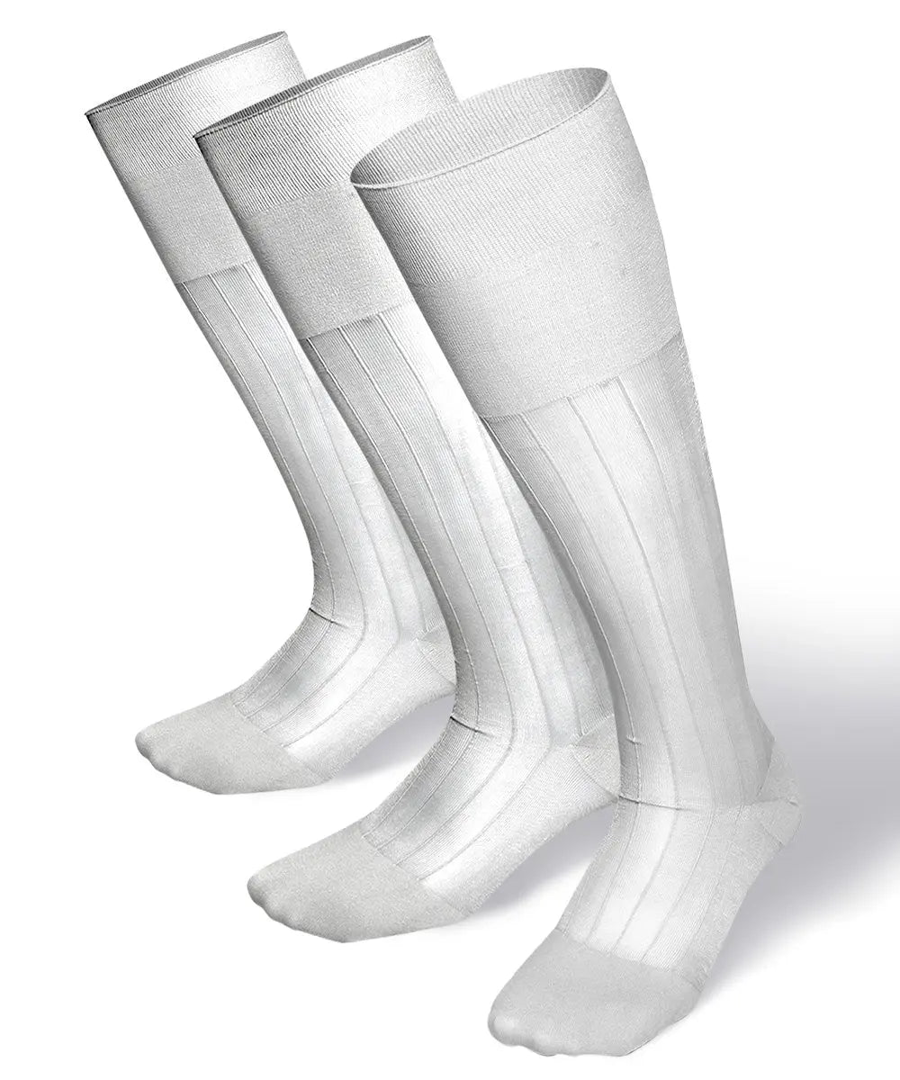 Vittorio Farina Men's Ribbed Shear Nylon Over The Calf Dress Socks - White - Socks - Vittorio Farina