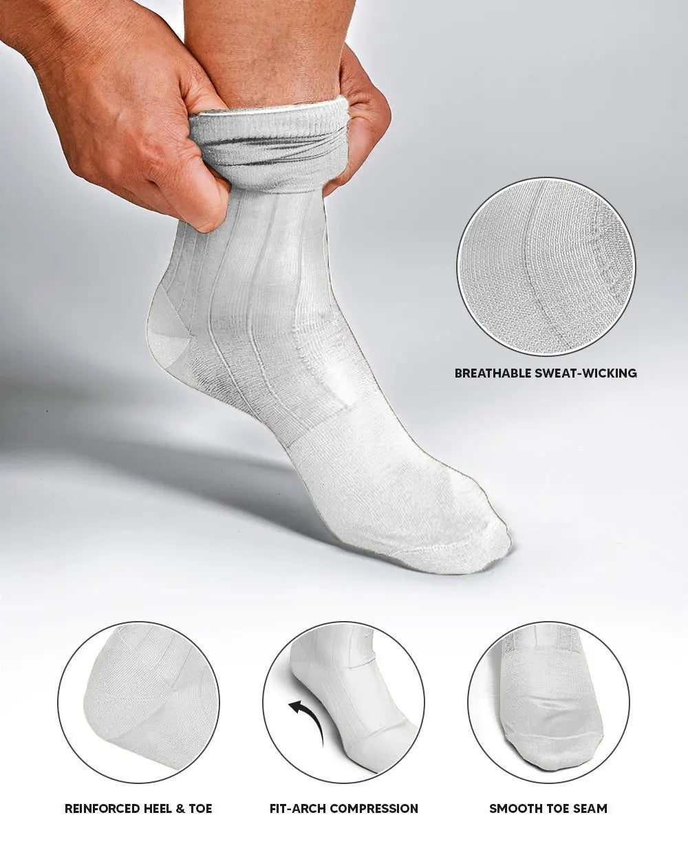 Vittorio Farina Men's Ribbed Shear Nylon Over The Calf Dress Socks - White - Socks - Vittorio Farina