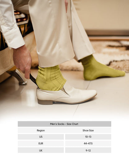 Vittorio Farina Men's Ribbed Shear Nylon Over The Calf Dress Socks - Yellow - Socks - Vittorio Farina
