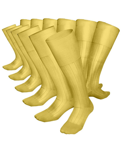 Vittorio Farina Men's Ribbed Shear Nylon Over The Calf Dress Socks - Yellow - Socks - Vittorio Farina