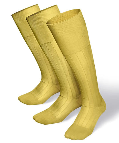 Vittorio Farina Men's Ribbed Shear Nylon Over The Calf Dress Socks - Yellow - Socks - Vittorio Farina
