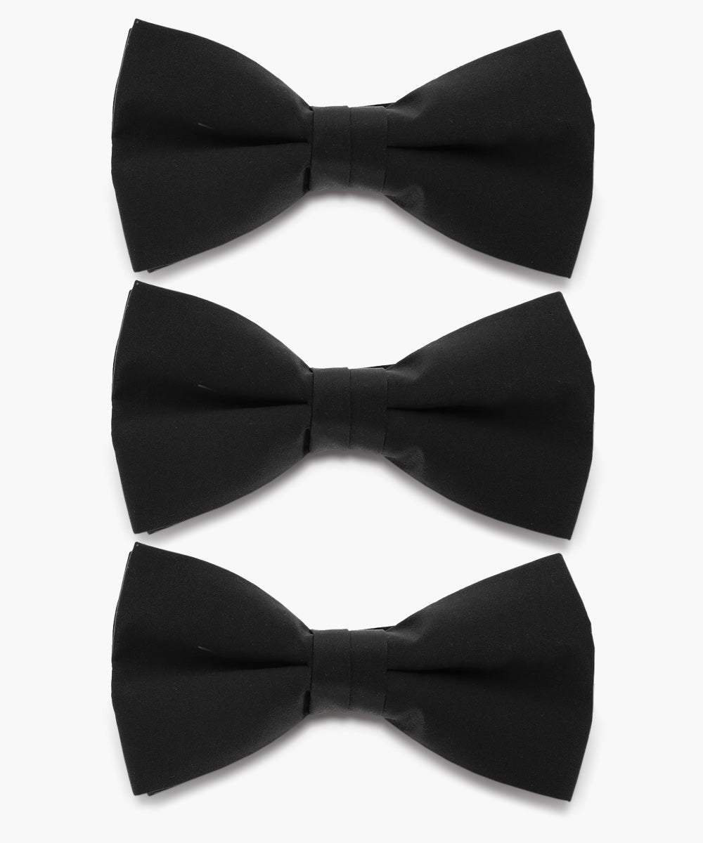 Vittorio Farina Men's Satin Bow Tie in Gift Box (Multipack) - Black - Bow Tie & Pocket Square - Vittorio Farina