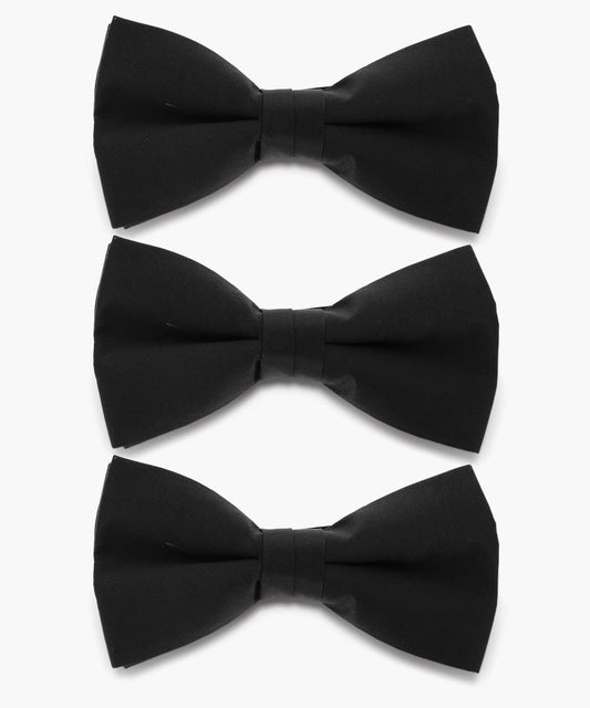 Vittorio Farina Men's Satin Bow Tie in Gift Box (Multipack) - Black - Bow Tie & Pocket Square - Vittorio Farina