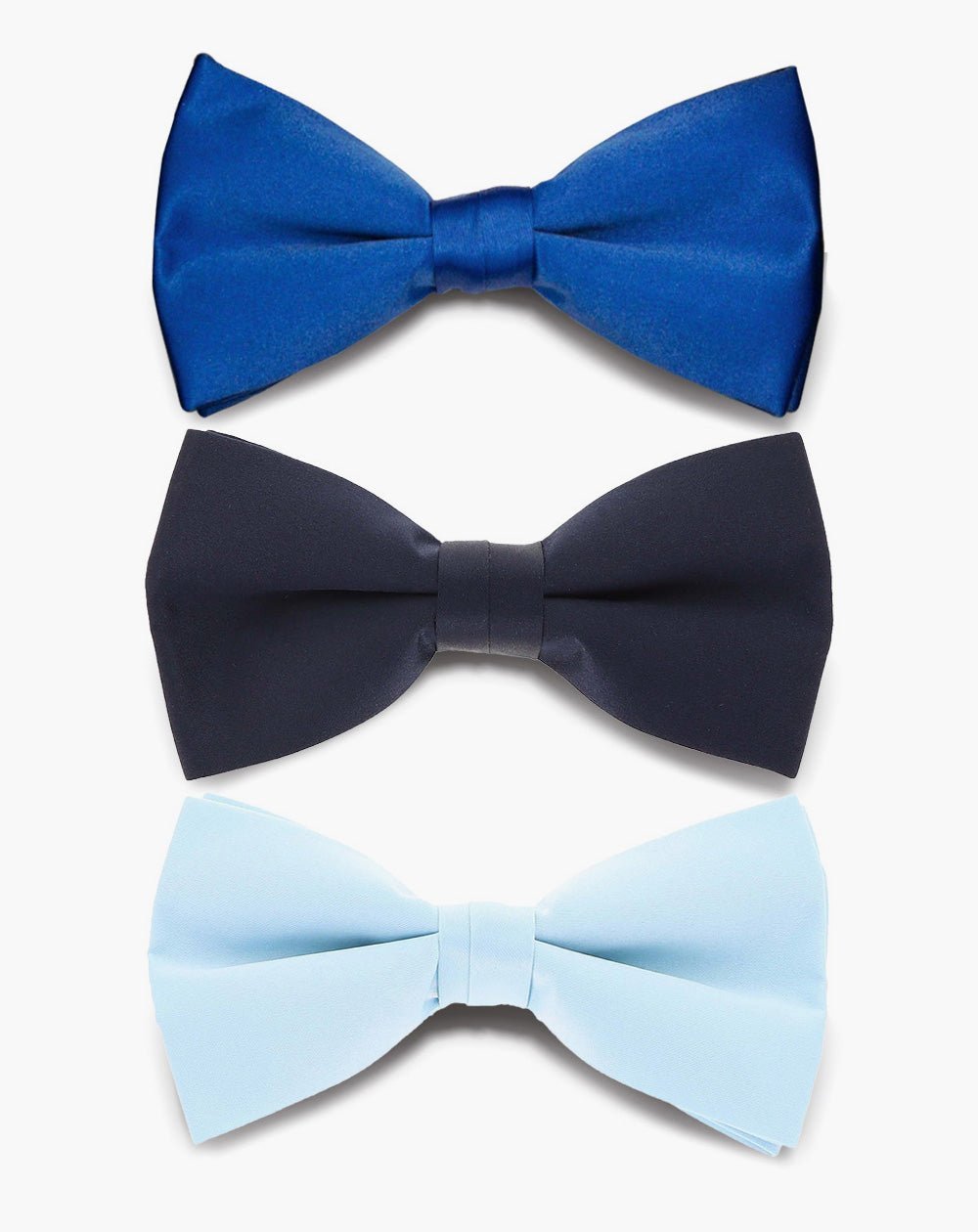Vittorio Farina Men's Satin Bow Tie in Gift Box (Multipack) - Royal Blue/Navy Blue/Sky Blue - Bow Tie & Pocket Square - Vittorio Farina