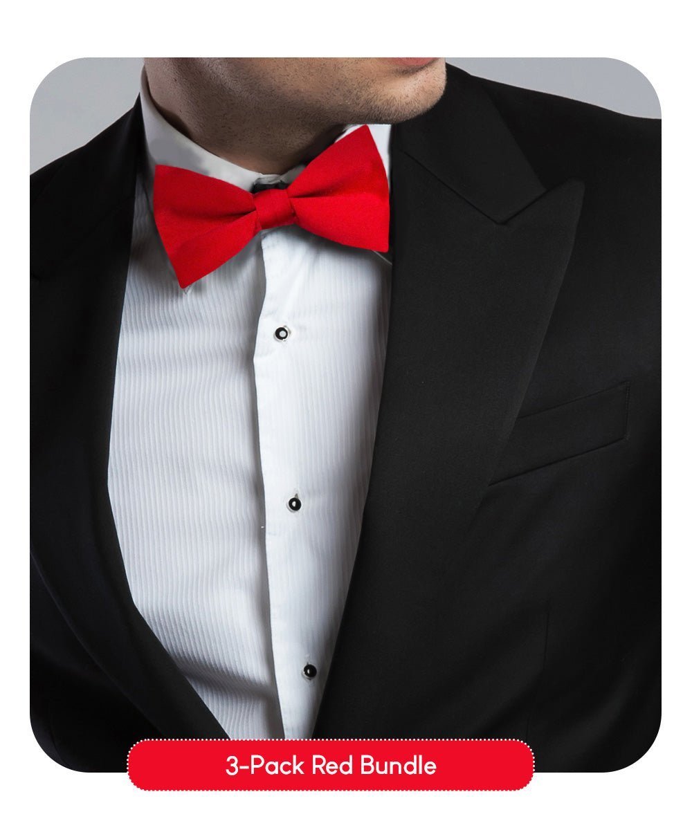 Vittorio Farina Men's Satin Bow Tie in Gift Box (Multipack) - Royal Blue/Navy Blue/Sky Blue - Bow Tie & Pocket Square - Vittorio Farina