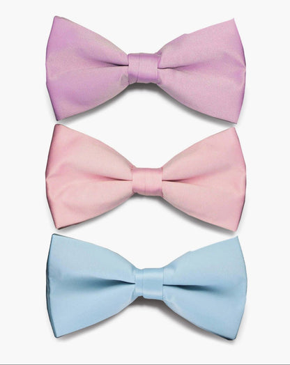 Vittorio Farina Men's Satin Bow Tie in Gift Box (Multipack) - Sky Blue/Pink/Lavender - Bow Tie & Pocket Square - Vittorio Farina