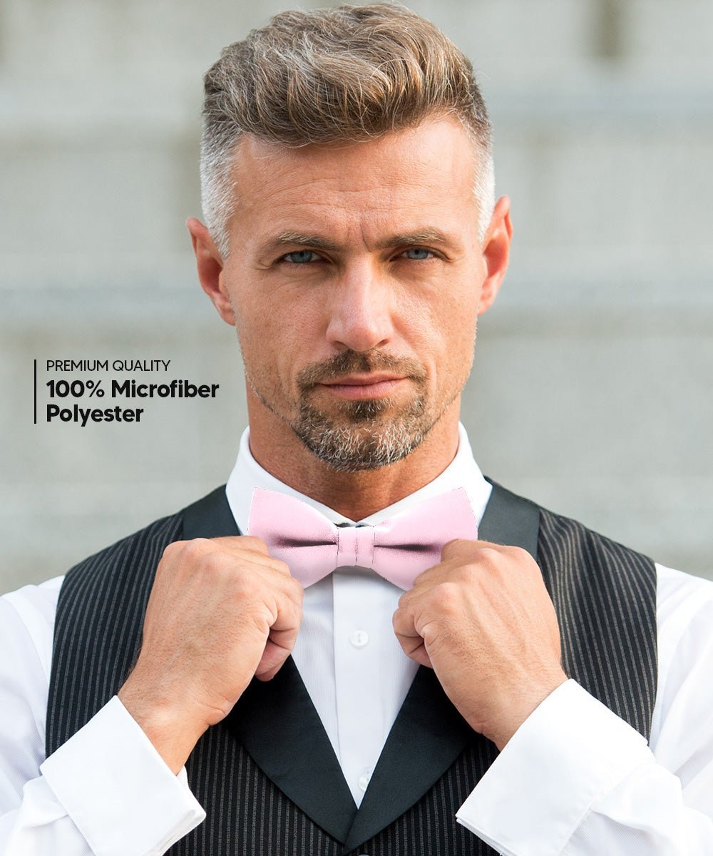 Vittorio Farina Men's Satin Bow Tie in Gift Box (Multipack) - Sky Blue/Pink/Lavender - Bow Tie & Pocket Square - Vittorio Farina