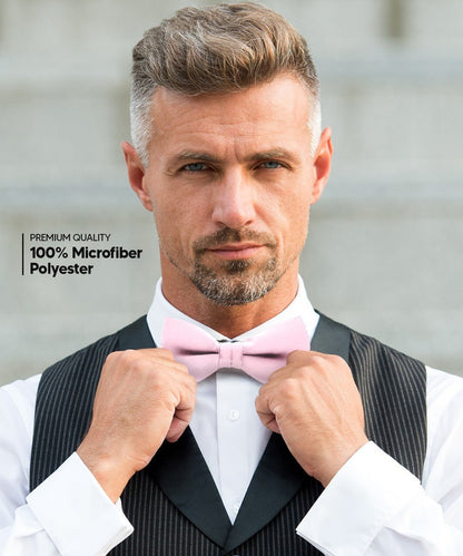 Vittorio Farina Men's Satin Bow Tie in Gift Box (Multipack) - Sky Blue/Pink/Lavender - Bow Tie & Pocket Square - Vittorio Farina