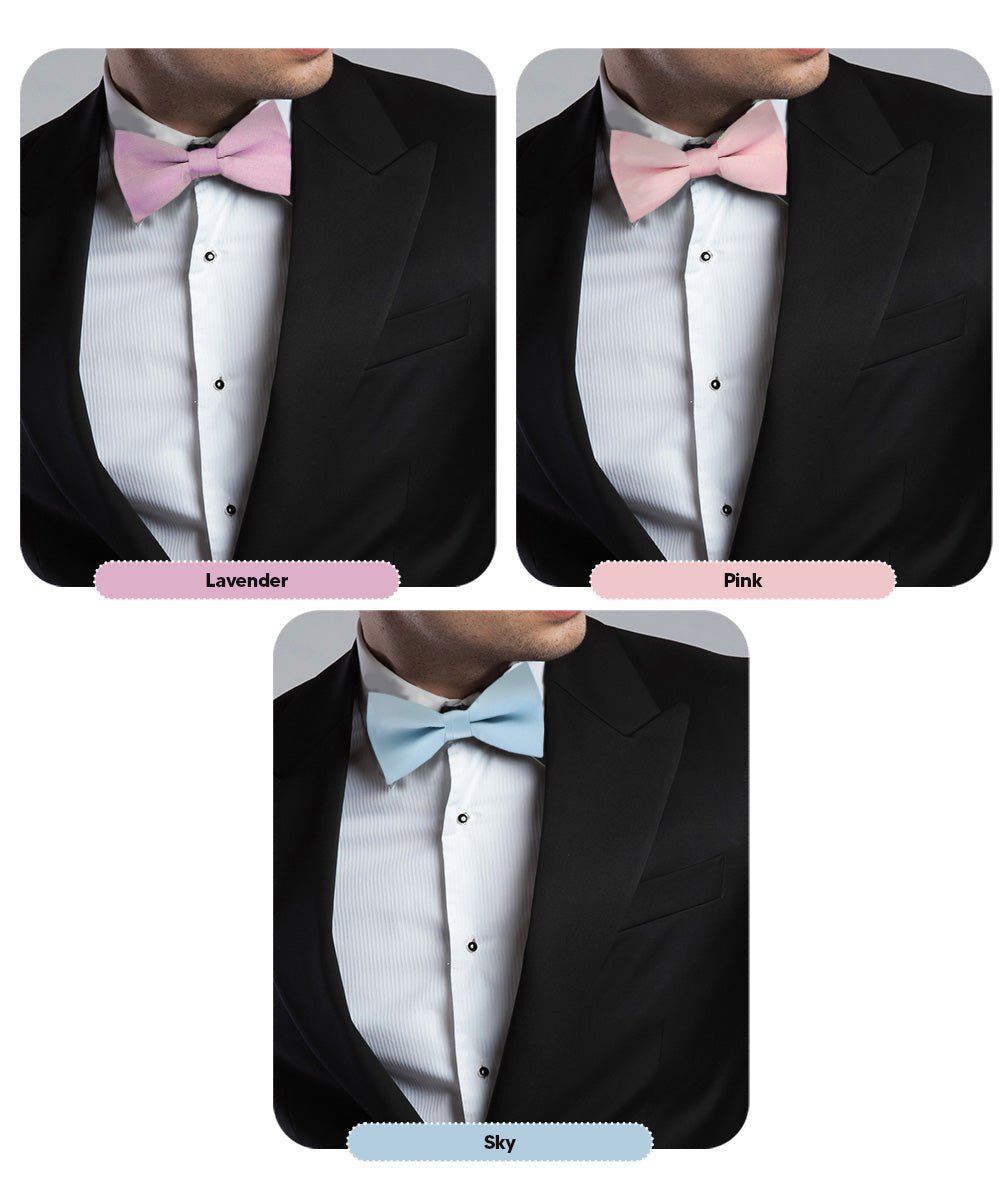 Vittorio Farina Men's Satin Bow Tie in Gift Box (Multipack) - Sky Blue/Pink/Lavender/Maize/Mint Green - Bow Tie & Pocket Square - Vittorio Farina