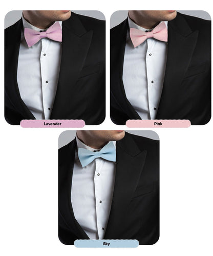 Vittorio Farina Men's Satin Bow Tie in Gift Box (Multipack) - Sky Blue/Pink/Lavender/Maize/Mint Green - Bow Tie & Pocket Square - Vittorio Farina