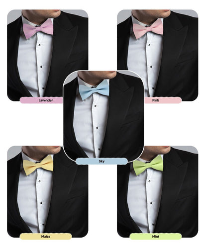 Vittorio Farina Men's Satin Bow Tie in Gift Box (Multipack) - Sky Blue/Pink/Lavender/Maize/Mint Green - Bow Tie & Pocket Square - Vittorio Farina