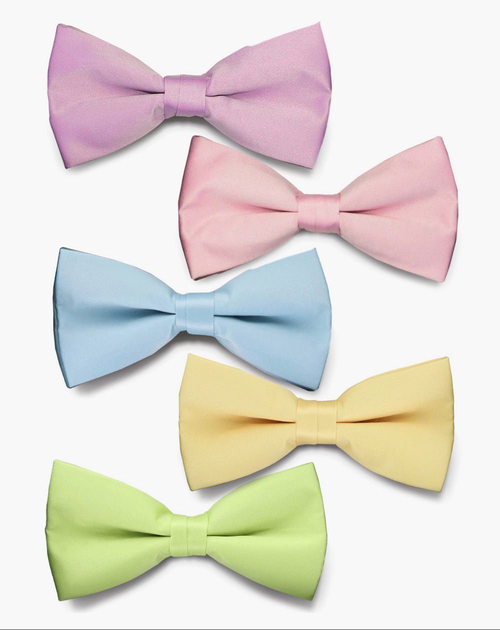 Vittorio Farina Men's Satin Bow Tie in Gift Box (Multipack) - Sky Blue/Pink/Lavender/Maize/Mint Green - Bow Tie & Pocket Square - Vittorio Farina