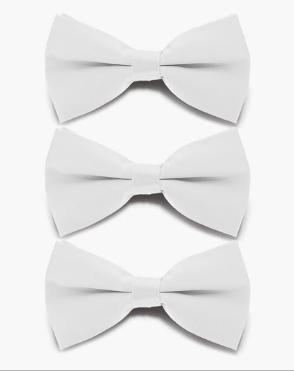 Vittorio Farina Men's Satin Bow Tie in Gift Box (Multipack) - White - Bow Tie & Pocket Square - Vittorio Farina