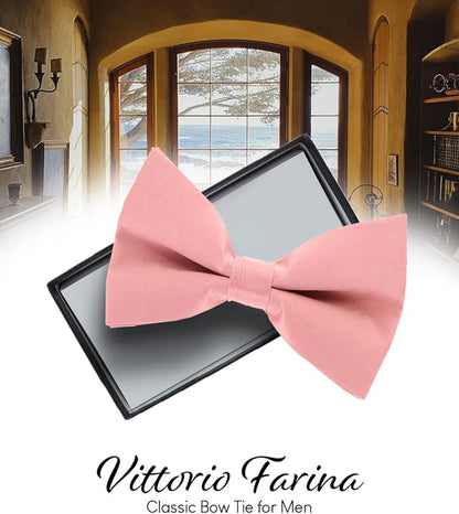 Vittorio Farina Men's Satin Bow Tie in Gift Box - Blush - Bow Tie - Vittorio Farina