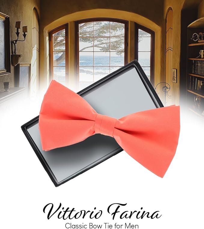 Vittorio Farina Men's Satin Bow Tie in Gift Box - Gold - Bow Tie - Vittorio Farina