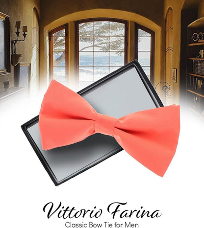Vittorio Farina Men's Satin Bow Tie in Gift Box - Gold - Bow Tie - Vittorio Farina